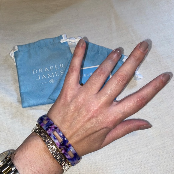 NWT Draper James Chainlink Bracelet & Hoop Earrings matching set purple tortoise - Picture 12 of 12